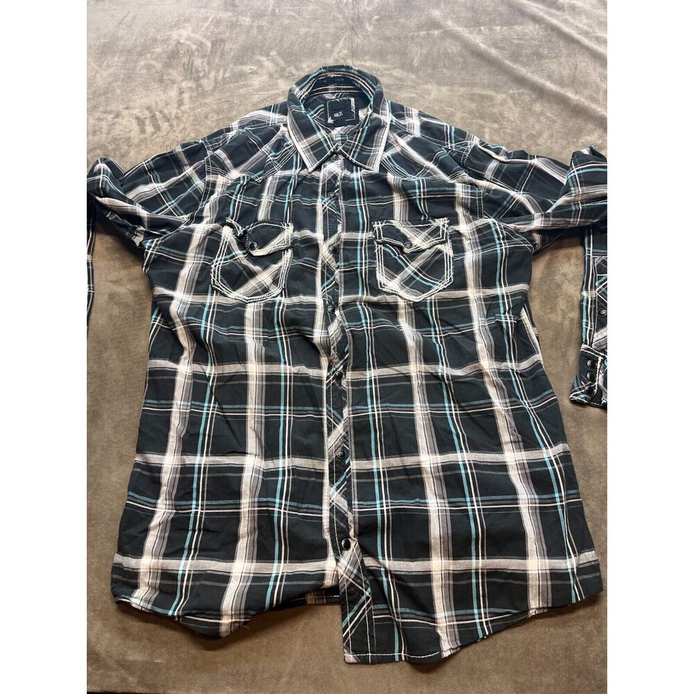 Bke Button Down Long Sleeve Black Plaid shirt Size XL Xlarge Rockabilly